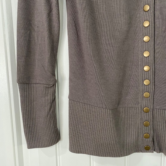 Women's V-Neck Button-Up Cardigans (3) - Brown, Taupe, and Green - Picture 5 of 15